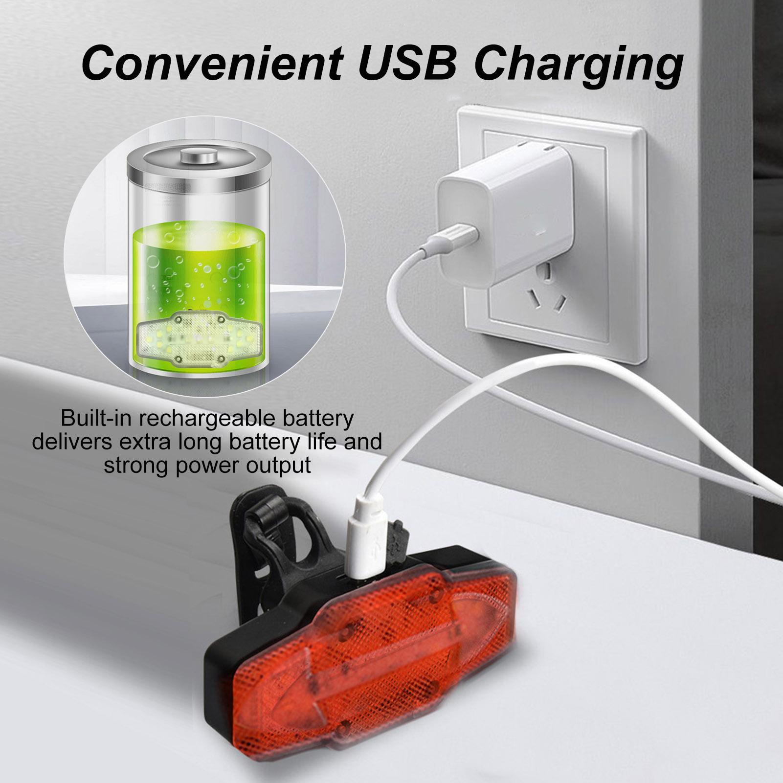 Đèn hậu siêu sáng gắn xe đạp có thể sạc lại cổng USB di động cảnh báo an toàn