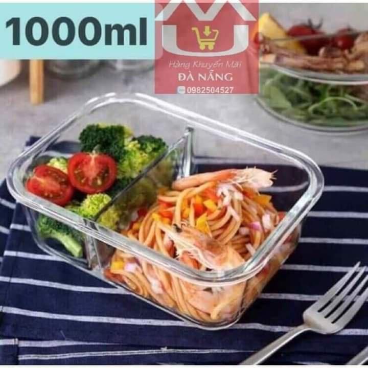 Hộp thuỷ tinh 1 lít chia 2 ngăn