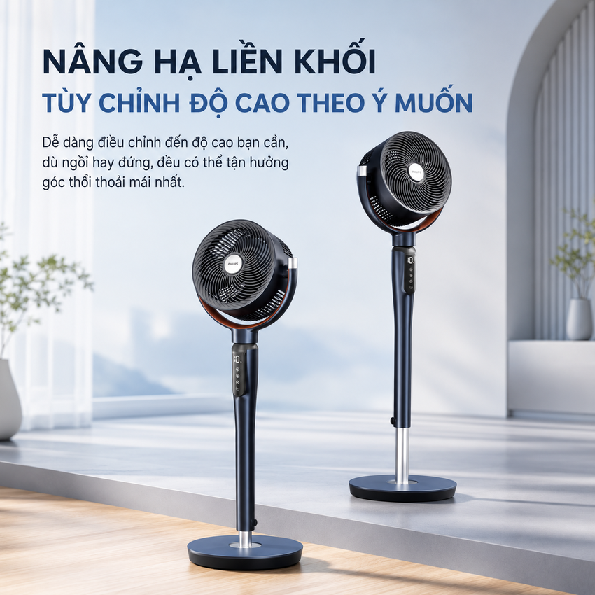 Quạt tuần hoàn không khí 3D động cơ biến tần DC chuyên nghiệp thương hiệu Hà Lan cao cấp Philips ACR3246CFV Serial 3000 - Hàng nhập khẩu