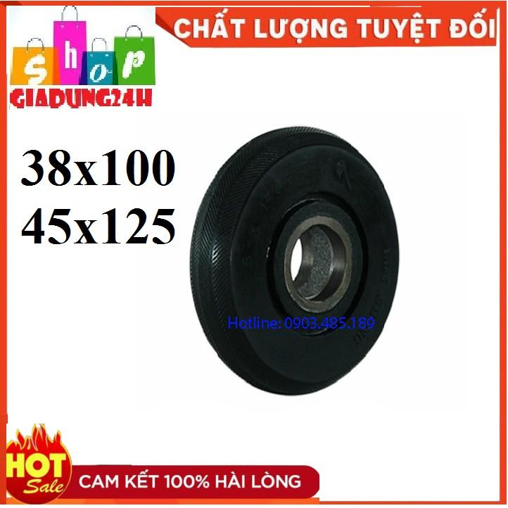 Bánh xe đẩy êm cao su đúc đường kính 100,125mm đã có vòng bi (đạn bạc)- Giadung24h