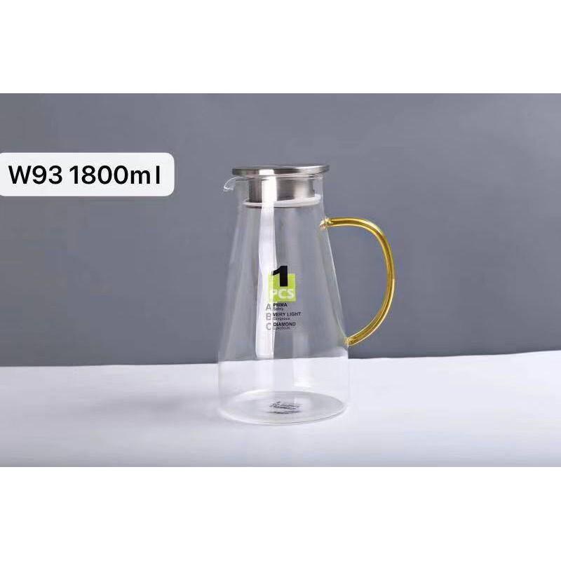 Bình đựng nước thủy tinh chịu nhiệt lên tới 400 độ C - 1800ml  