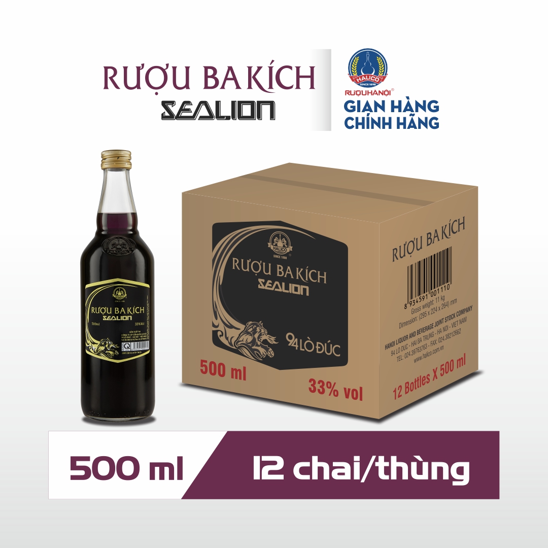 Rượu Ba Kích Sealion HALICO nồng độ 33% chai 500ml không kèm hộp