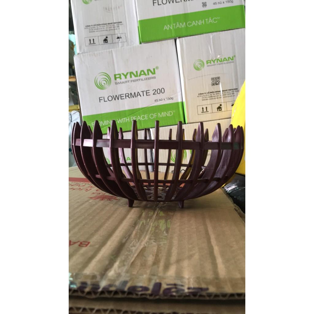 Combo 5 chậu bí nhựa màu nâu đường kính 26cm kèm 5 túi lưới