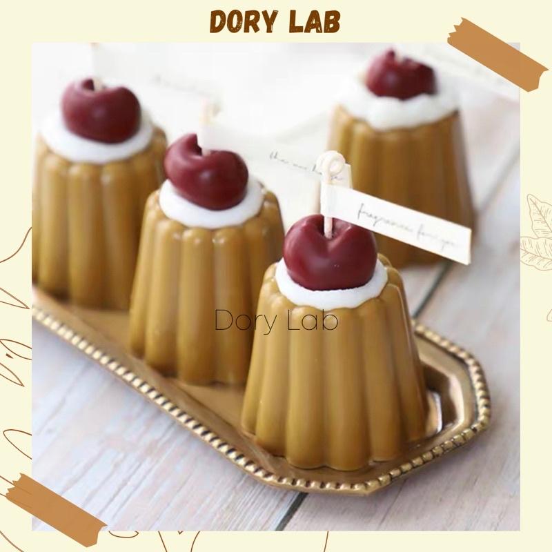 Nến Thơm Bánh Pudding Phủ Kem Cherry Dâu Tây Sáp Đậu Nành Thiên Nhiên - Dory Lab