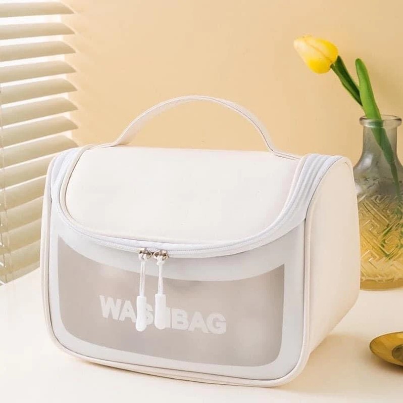 Túi đựng mỹ phẩm WASHBAG phong cách Hàn Quốc dễ thương, xinh xắn, có quai xách cao cấp, màu thời trang