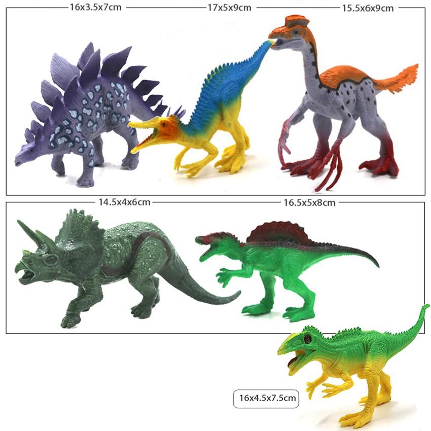 Bộ 6 đồ chơi mô hình Khủng Long kỉ Jura World (Size lớn 6x17 cm) New4all Dinosaur nhựa PVC an toàn cho bé 3 tuổi