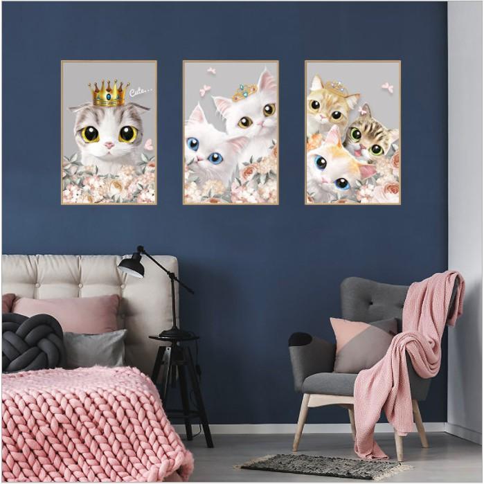 Decal dán tường trang trí - BỘ TRANH MÈO CON ĐÁNG YÊU CHO BÉ