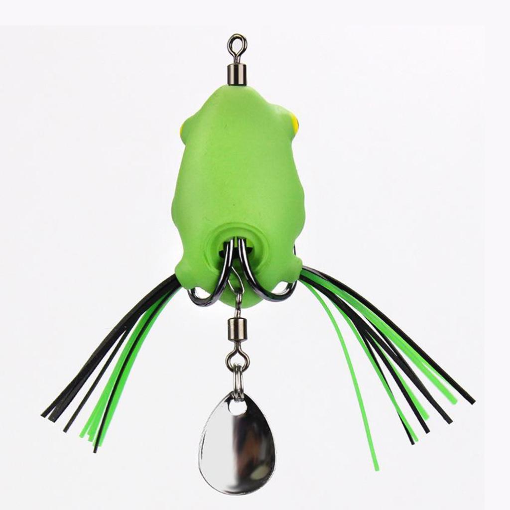 Soft Fishing Artificial Ray Frog With Hook Sequins Tail Green