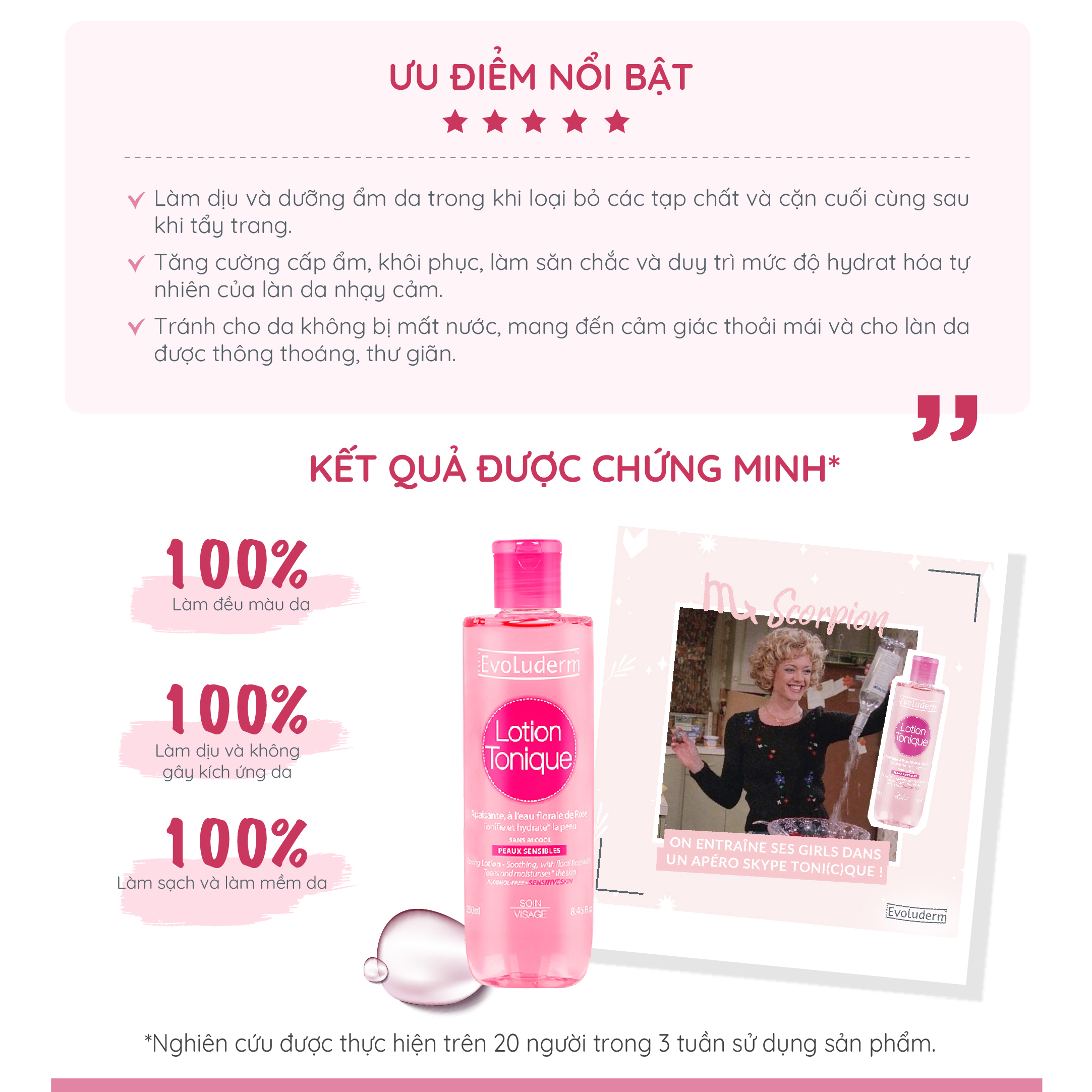 Nước hoa hồng Evoluderm se khít lỗ chân lông, dưỡng ẩm &amp; làm sạch 250ml
