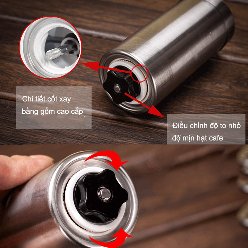 Máy xay cà phê bằng tay, làm bằng thép inox không gỉ