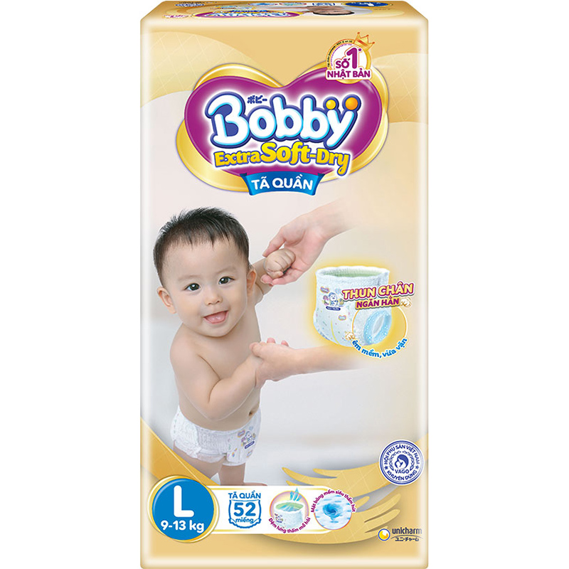 Tã Quần Cao Cấp Bobby Extra Soft Dry Thun Chân Ngăn Hằn L52 + 2