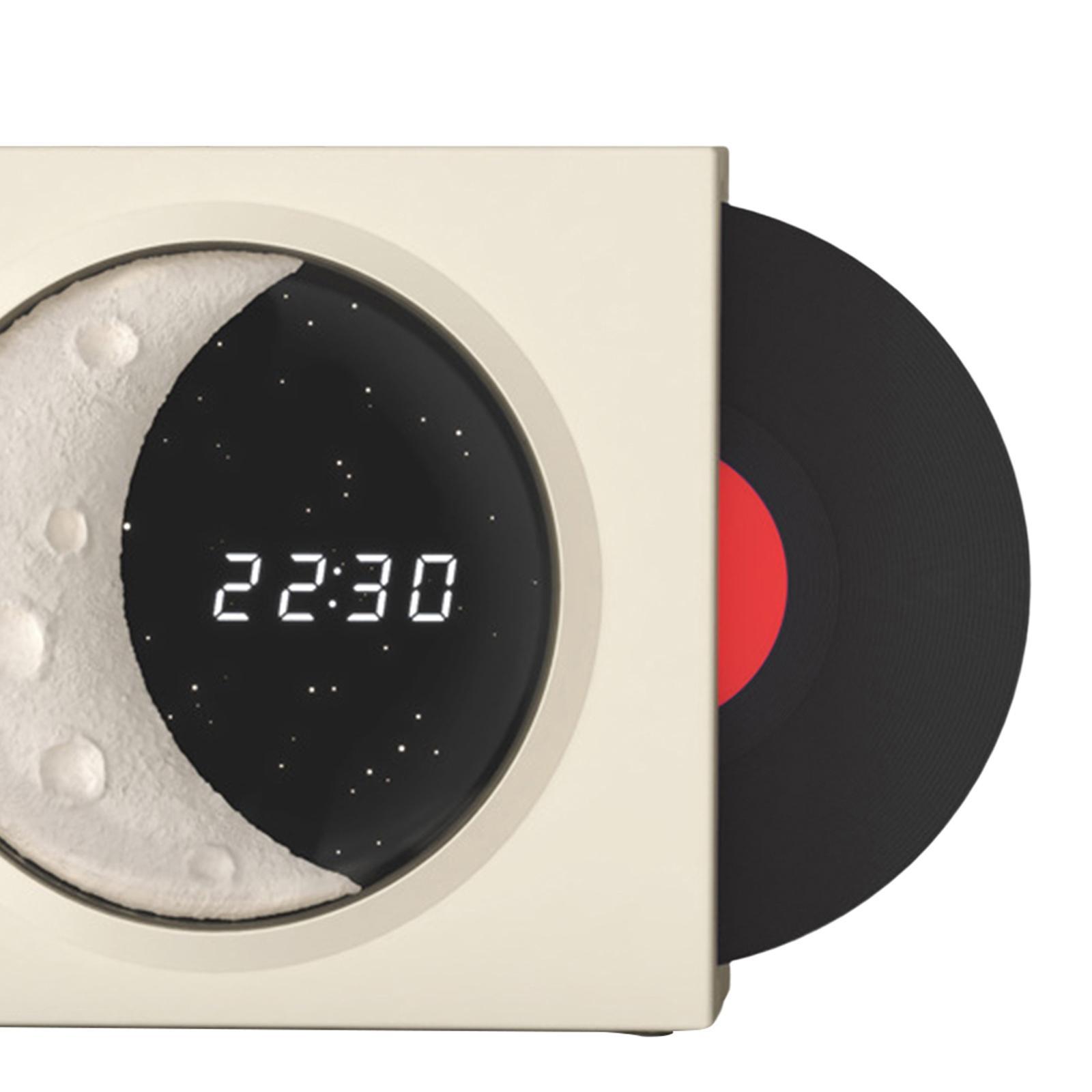 Vinyl Player Speaker, Speaker with Clock HiFi Sound Night Light Sound Box 360° Stereo Sound Vintage Portable Speaker for Home, Office, Party