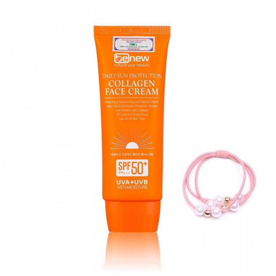 Kem chống nắng lót nền trang điểm Benew Daily Sun Protection Collagen Face Cream 70ml - Hàng Chính Hãng [ Tặng dây cột tóc - màu ngẫu nhiên ]