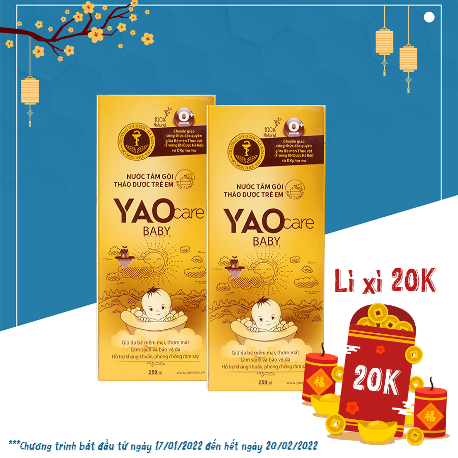 Combo 2 chai Nước tắm Yaocare Baby 250ml DK Pharma