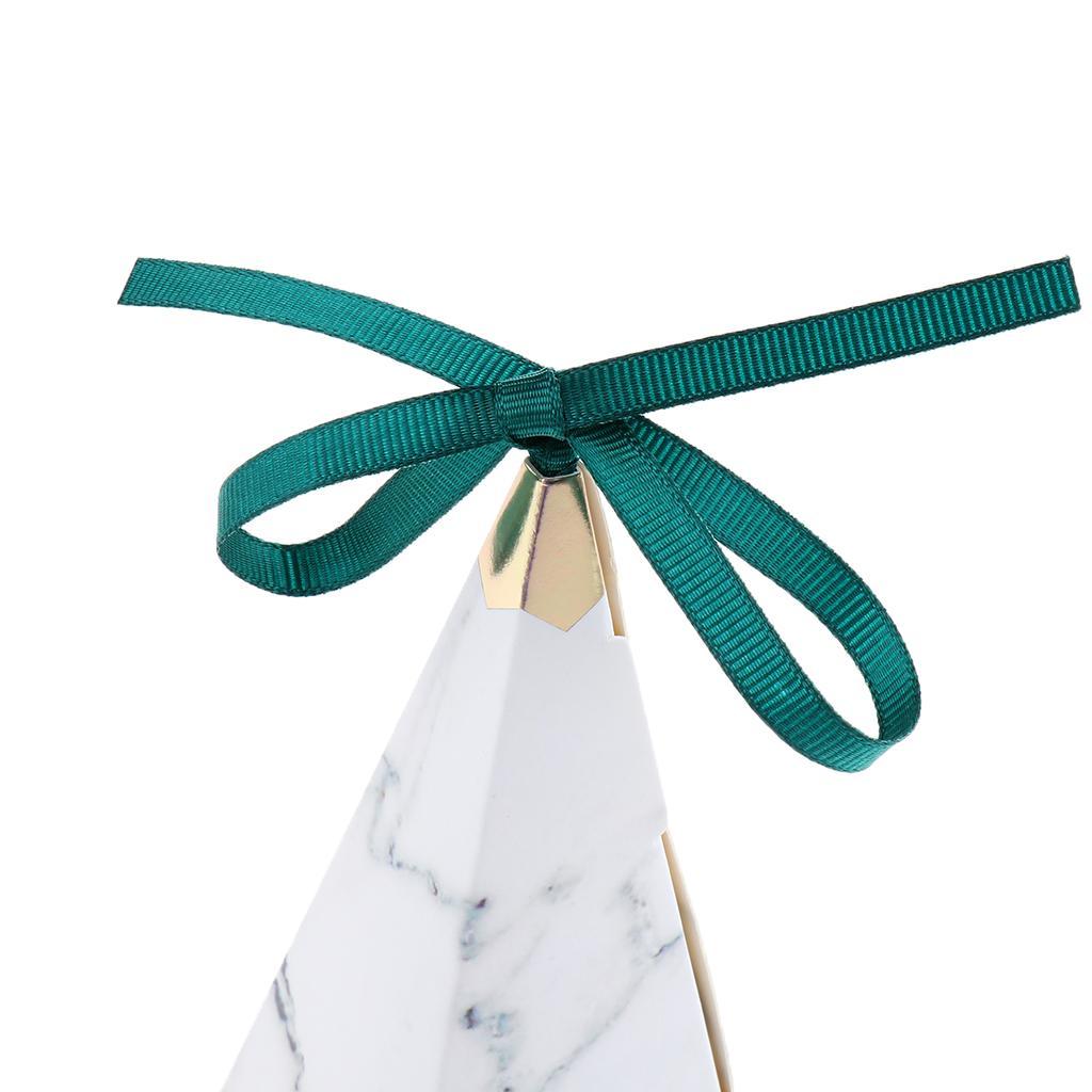 12 Pieces Beautiful Triangular Wedding Candy Box Ribbon Gift Candy Boxes Case