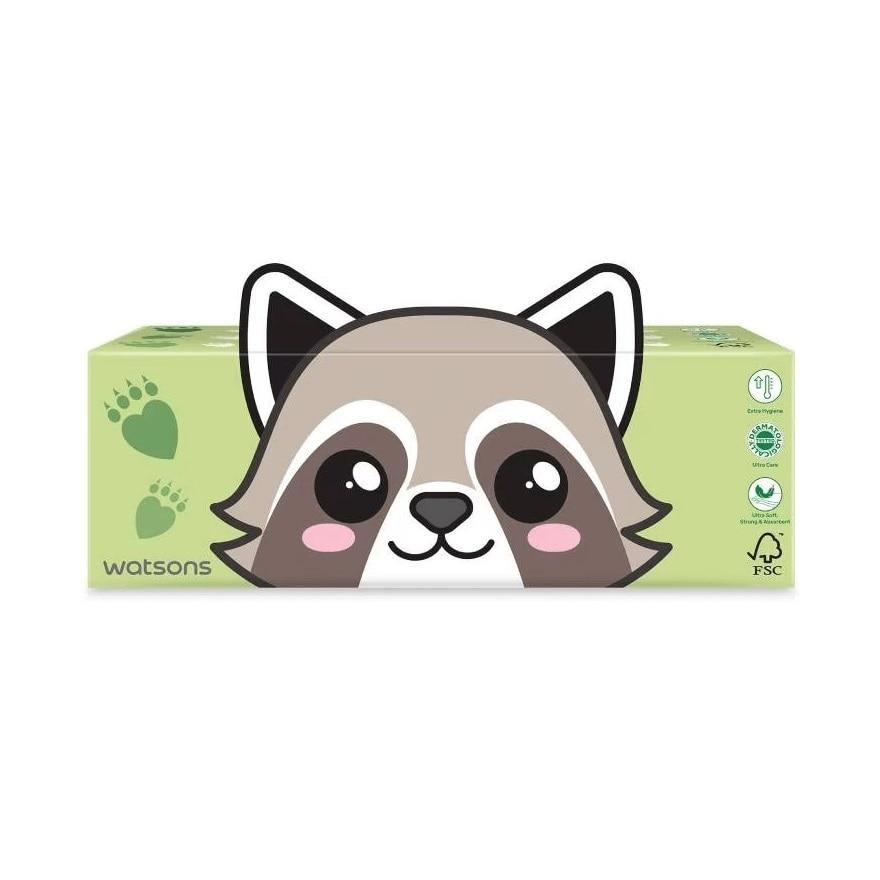 Khăn Giấy Hộp Watsons Facial Box Tissue 3ply x 100s (Racoon+Sloth)(Hình Ngẫu Nhiên)