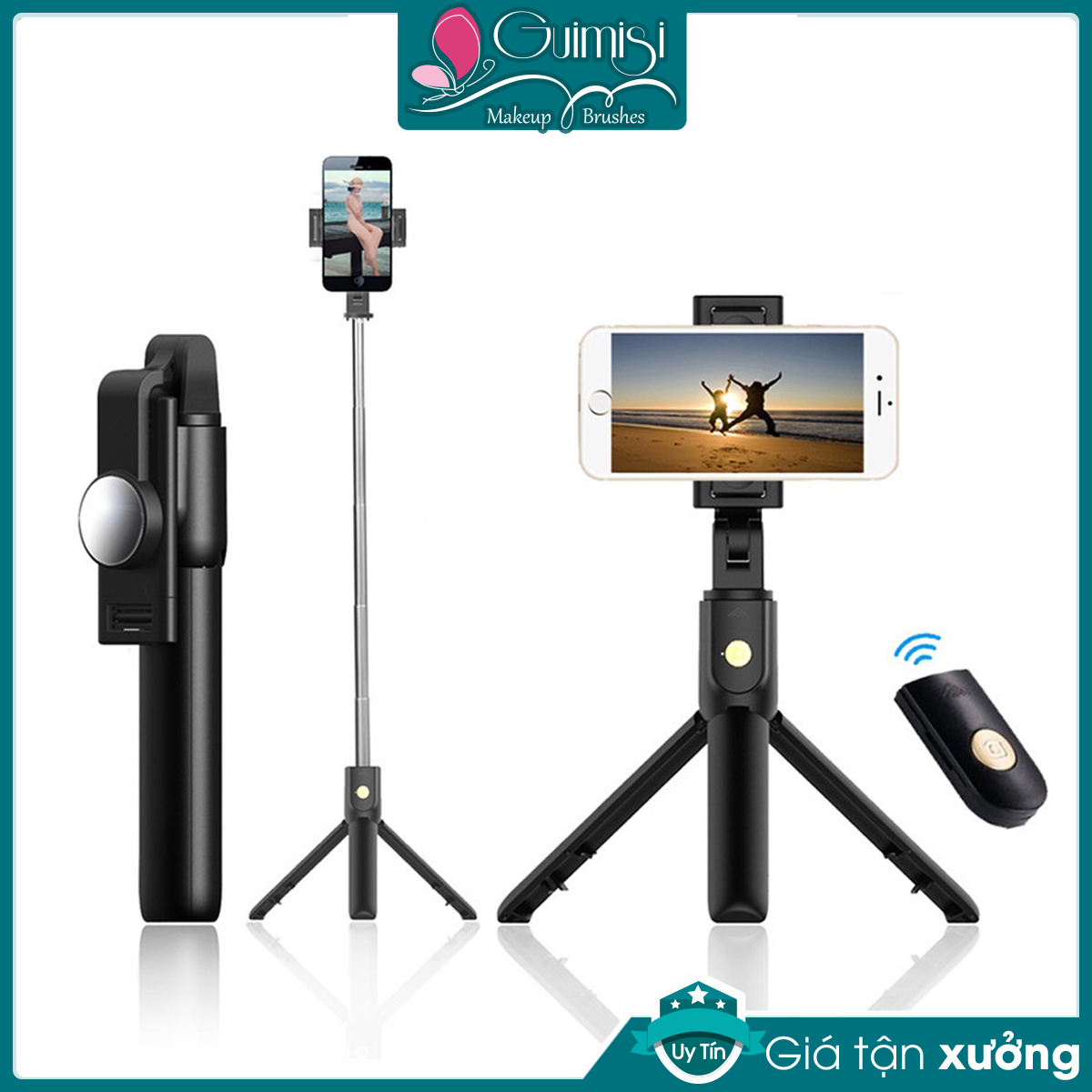 Gậy Chụp Ảnh Tự Sướng K10 Dài 130Cm Có Gương Selfie Kèm 3 Chân Đứng Tripod Kết Nối Bluetooth