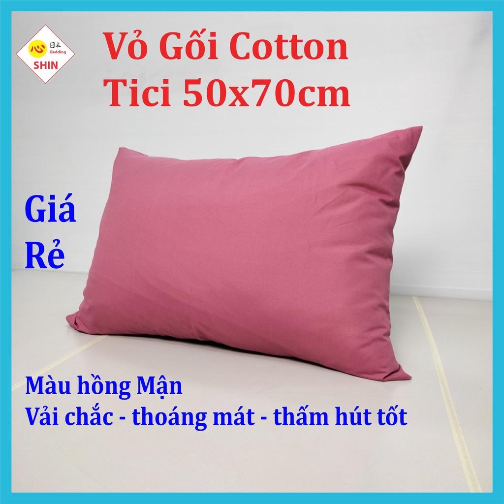 Vỏ gối ngủ cotton tici 50x70cm giá siêu rẻ nhiều màu đẹp