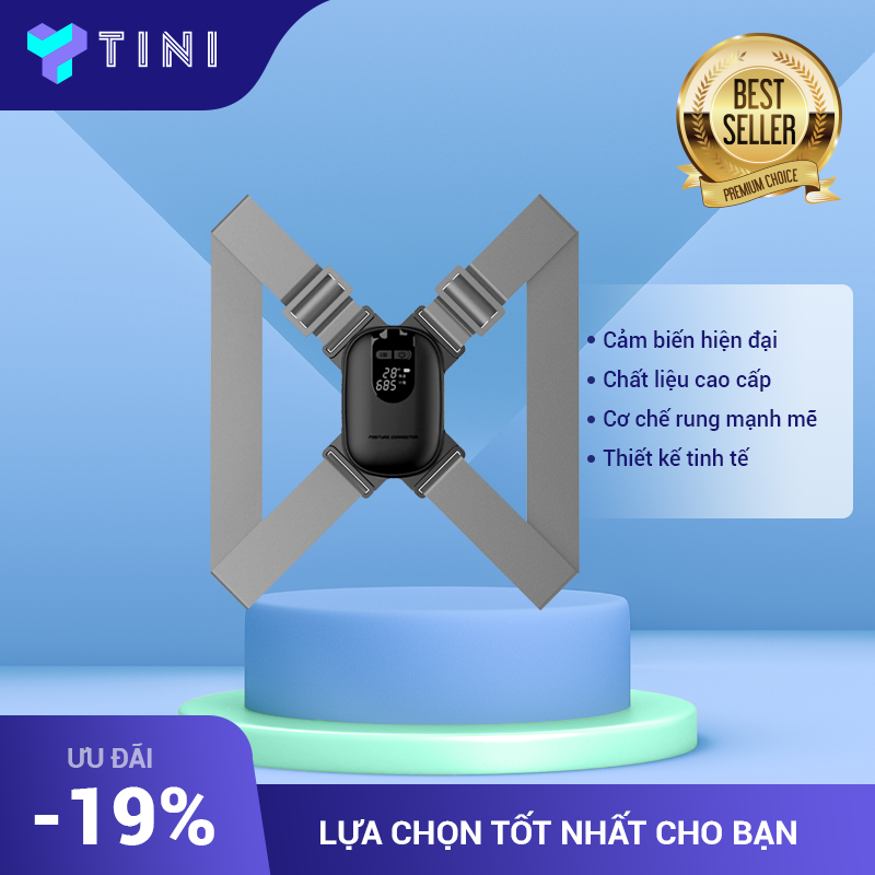 Đai Đeo Lưng Chống Gù Màn Hình Hiển Thị Tỷ Lệ Pin, Rung Nhắc Nhở Thông Minh