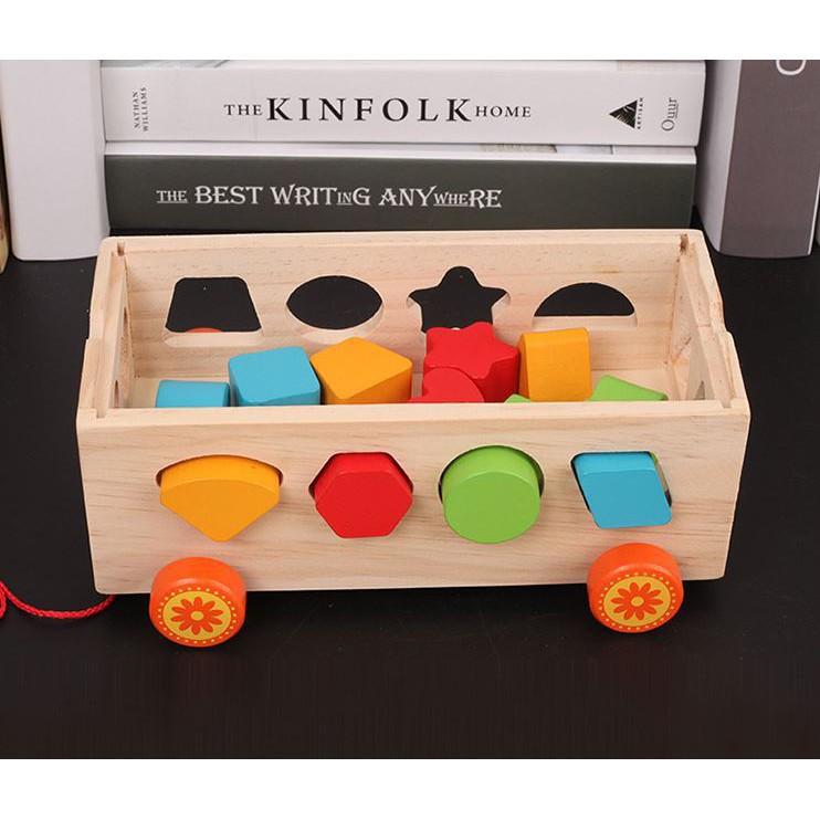 Đồ chơi gỗ xe củi thả hình - đồ chơi gỗ học toán cho bé từ 2 tuổi