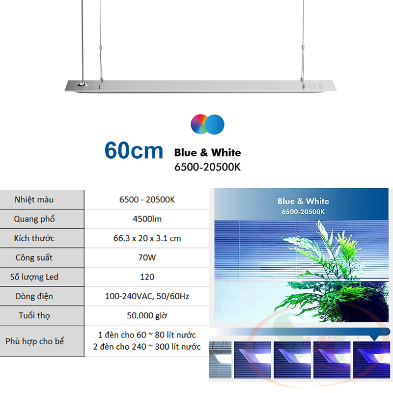 [Tặng kèm Matrix] Đèn led ONF Flat One 60, 90 cm quang phổ trồng cây bể thủy sinh cá tép