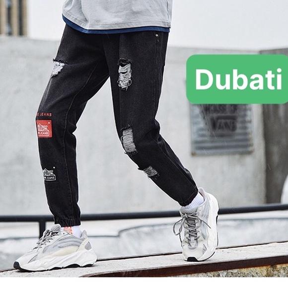 QUẦN JOGGER JEAN NAM CHẤT BÒ ĐEN ỐNG TÚM RỘNG DÀI PHONG CÁCH HÀN QUỐC- DB 1019- DUBATI FASHION