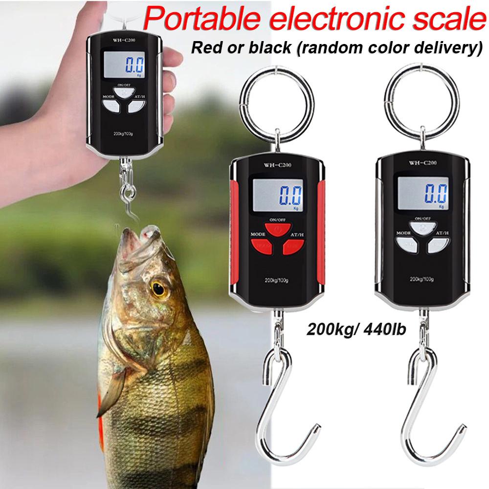 Digital Hanging Scale 200kg/ 440lb Portable Crane Scale LCD Backlight Steel Hook Scales for Farm Fishing Hunting Food Market Outdoor Work