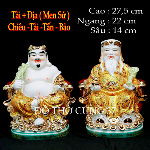 Tượng Thần Tài - Thổ Địa Áo Gấm Vàng Men Sứ Cao Cấp