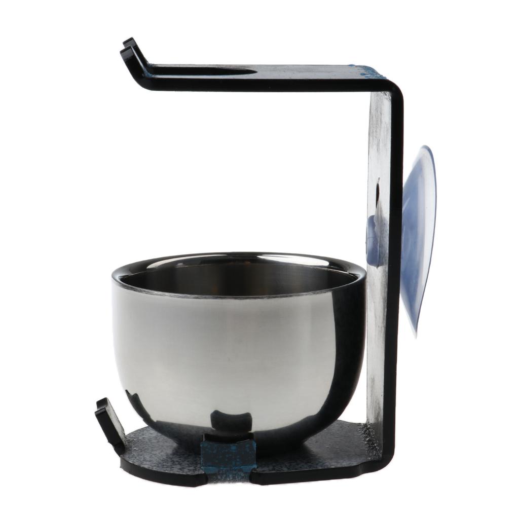 Men's Stainless Steel Shave Soap Bowl Mug + Broken-resistant Acrylic Shaver Frame Stand Set Shaving Brush Holder Travel Kit