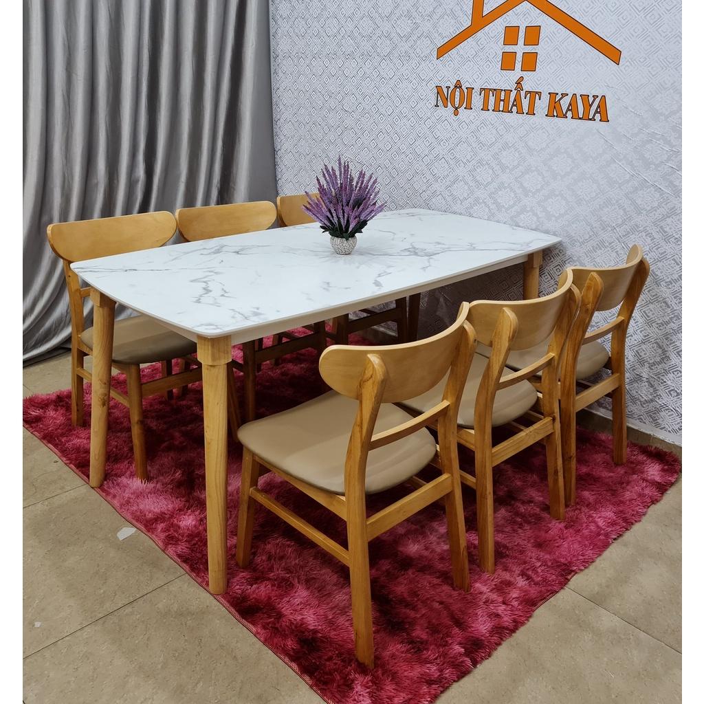 Bộ bàn ăn mặt đá 6 ghế Lunar