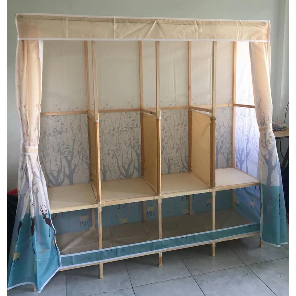 Tủ Vải Khung Gỗ 4 buồng HOMY