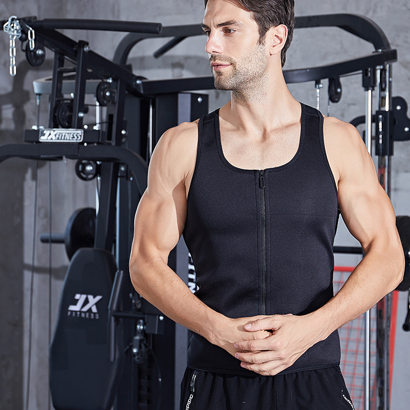 Men's Rubber Zipper Vest Shapewear Tunic Vest Fitness Clothes Abdomen Slimming Vest Sculpting