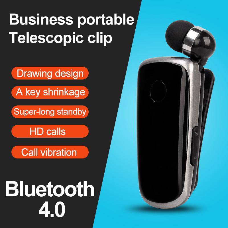 Mini Không Dây Rút Di Động Bluetooth Tai Nghe Cuộc Gọi Nhắc Nhở Rung Mặc Kẹp Thể Thao Chạy Bộ Tai Nghe Rảnh Tay Hoa Sen
