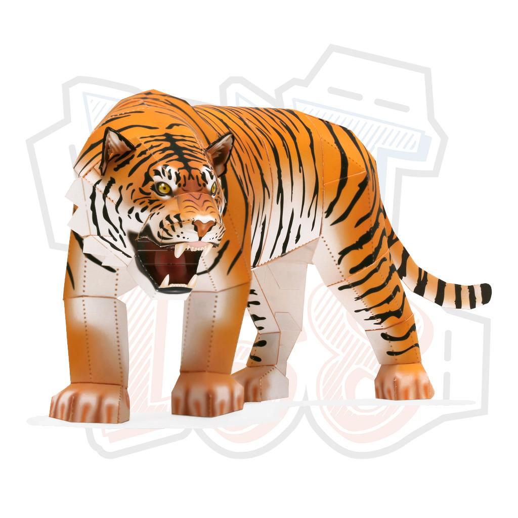 Mô hình giấy động vật Con hổ - In mực thường - Giấy ford A3 180gsm