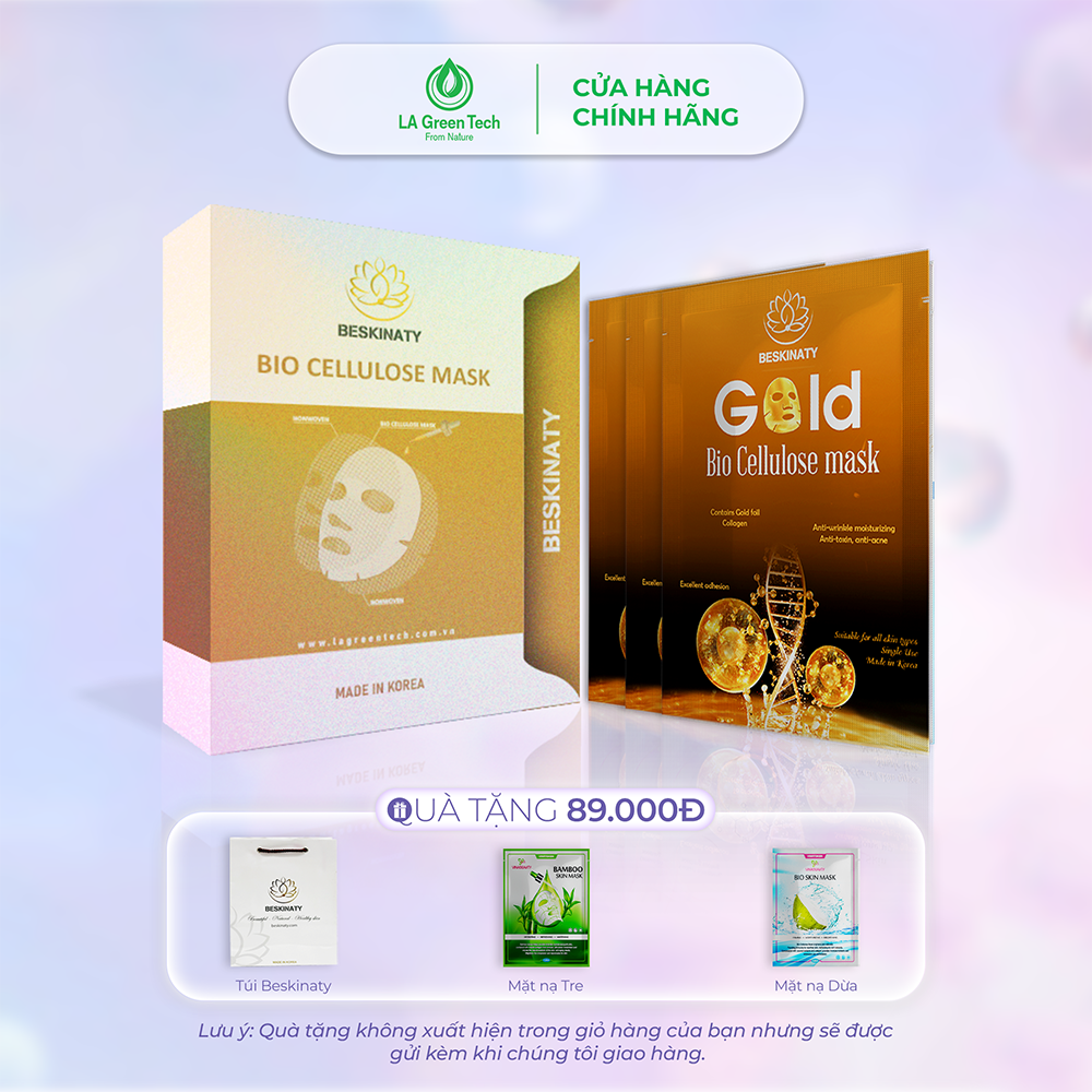 Combo 3 Mặt nạ sinh học BESKINATY Gold Bio Mask chống lão hóa phục hồi da hiệu quả Hàn Quốc