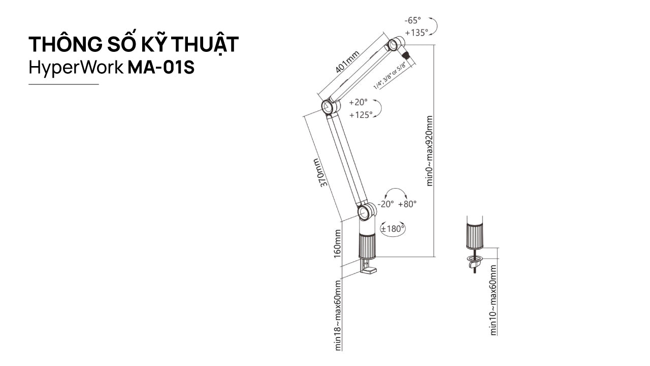 Giá đỡ Microphone HyperWork MA-01S - Hàng Chính Hãng