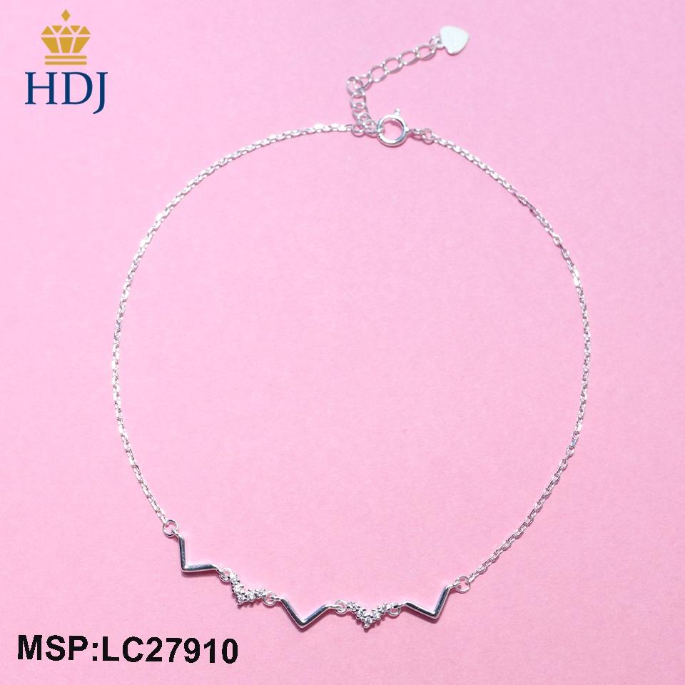 Lắc chân bạc thật dành cho nữ mẫu hình chữ V đính đá nhỏ xinh LCB27910 - Trang sức HDJ