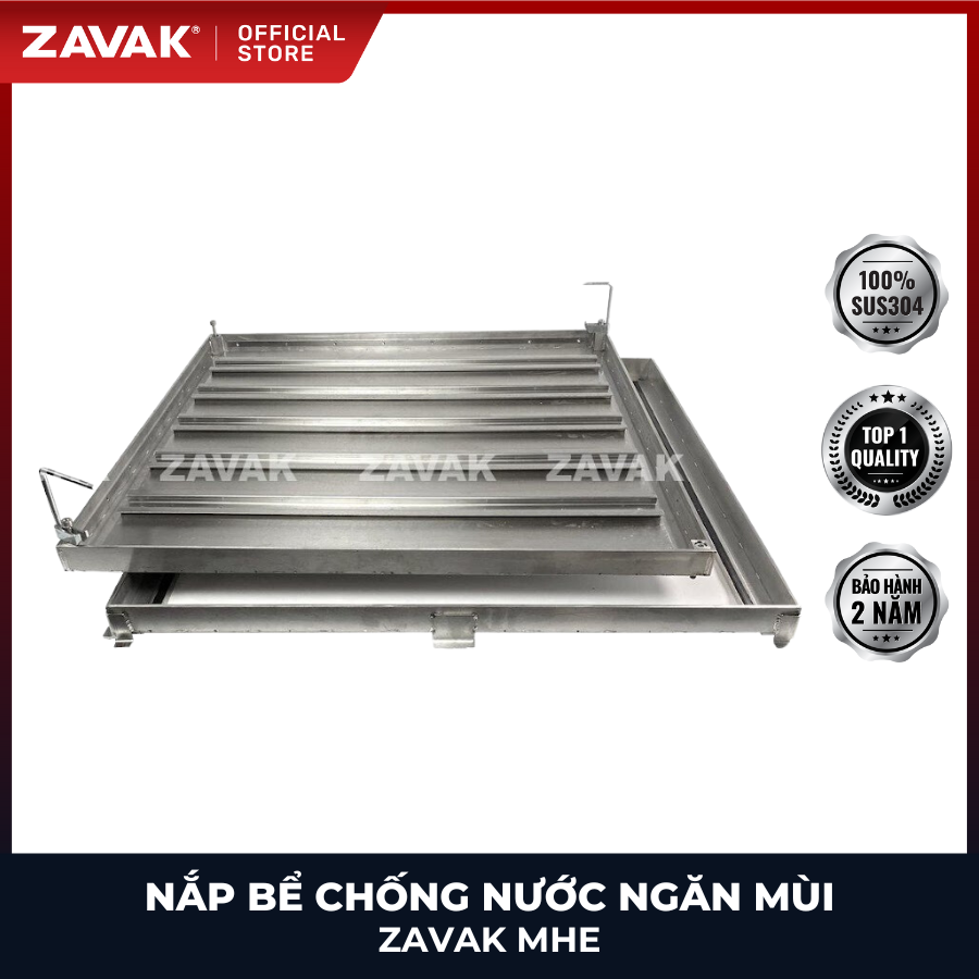 Nắp bể ngầm chống nước ngăn mùi inox ZAVAK MHE-70 / KT 70x70cm, lát gạch 1,2cm, tải 400kg
