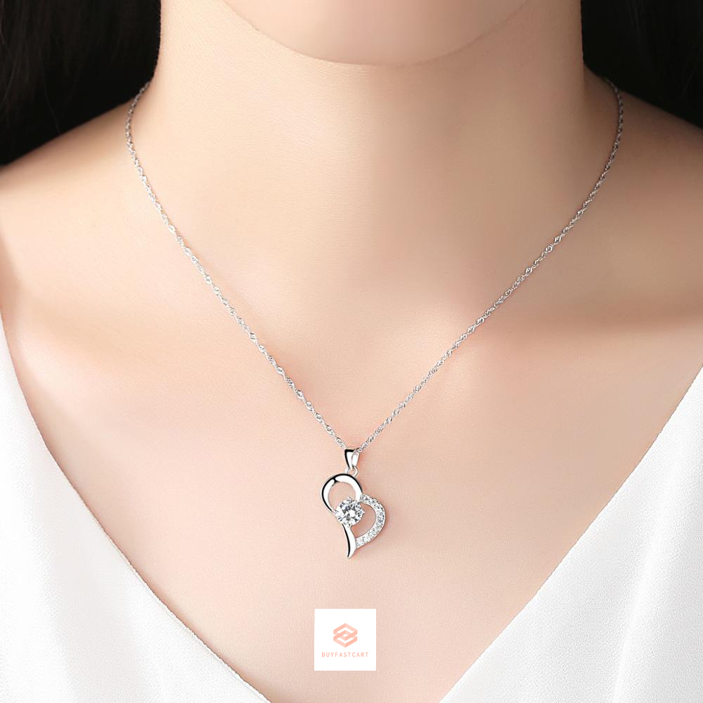 Dây Chuyền Bạc Nữ Mặt Đá Hình Trái Tim