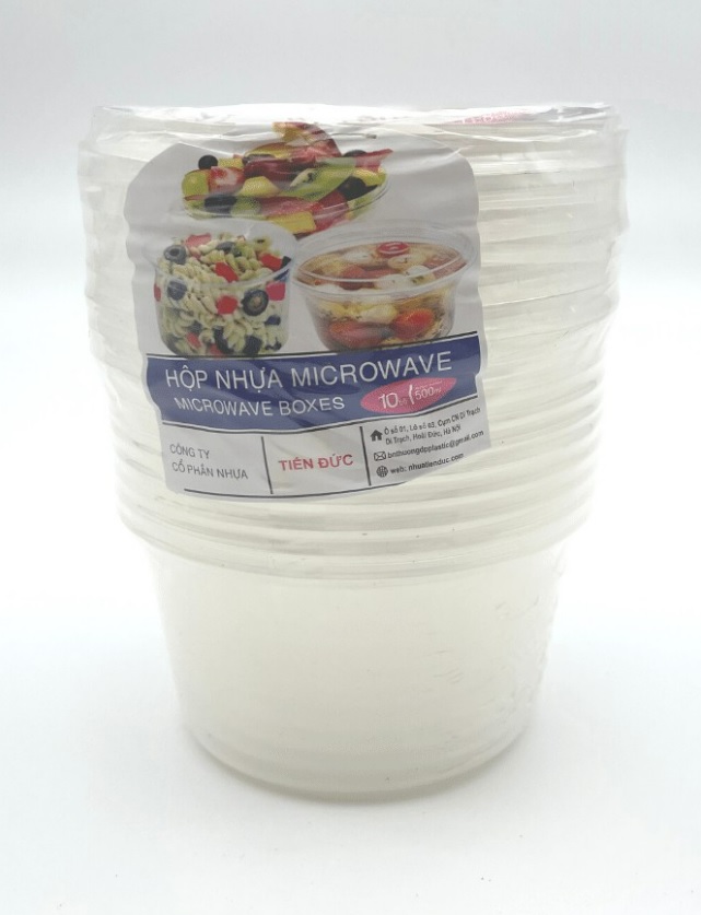 Hộp đựng thực phẩm, Hộp tròn có nắp 500ml, An toàn, tiện lợi