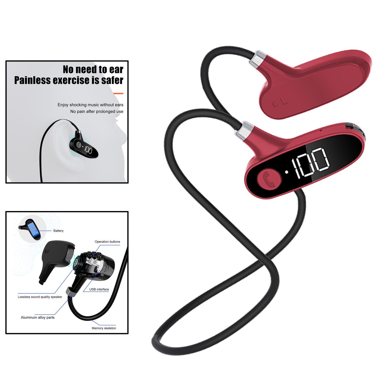 2x Bone Conduction Bluetooth 5.2 Headphones Headsets 10H red