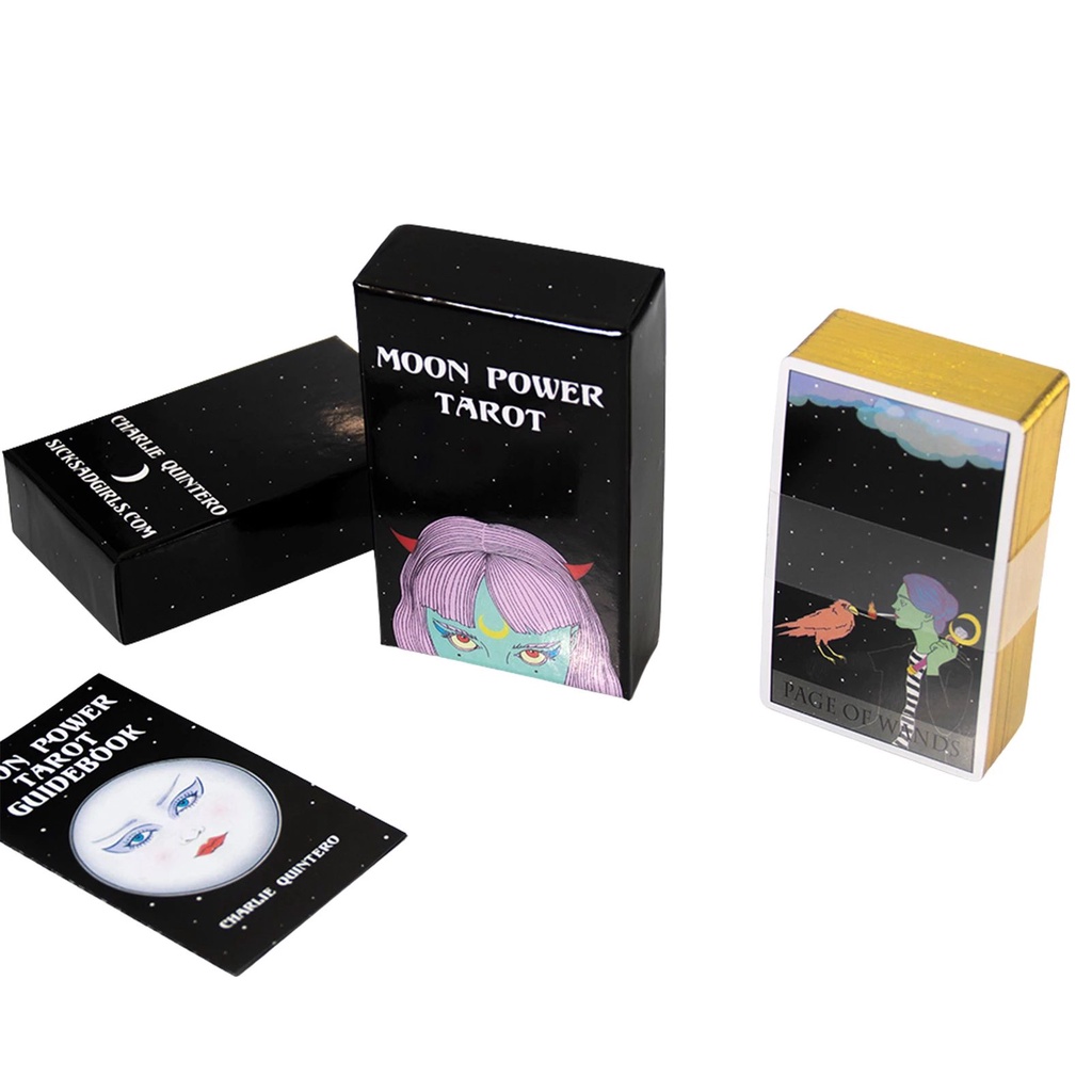 Bộ Bài Moon Power Tarot, Hộp Cứng, Thẻ Mạ Màu Vàng