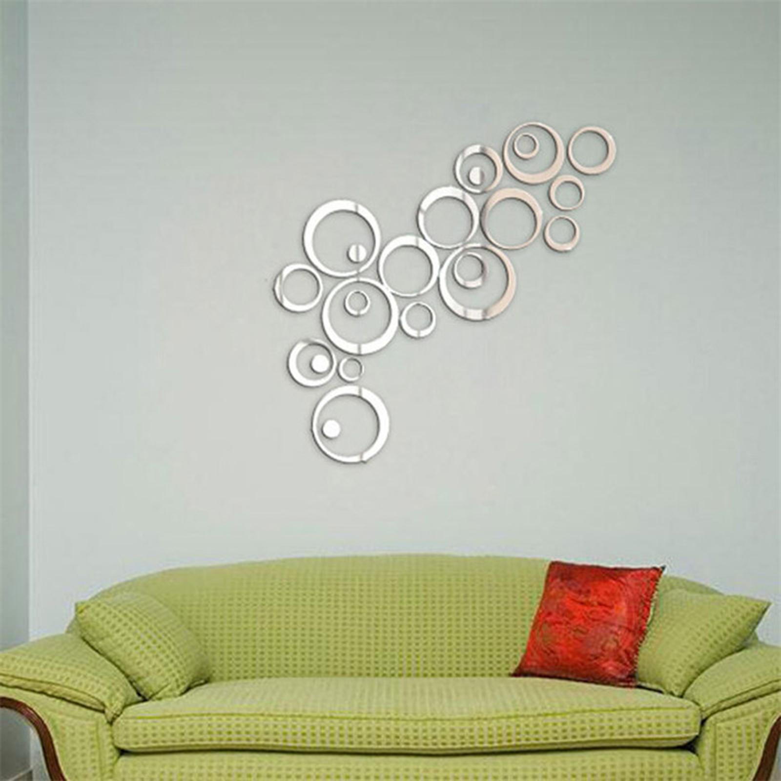 Set 32 miếng khung tròn bằng gương trang trí nhà,Décor trang trí nhà bằng gương hình tròn 3D