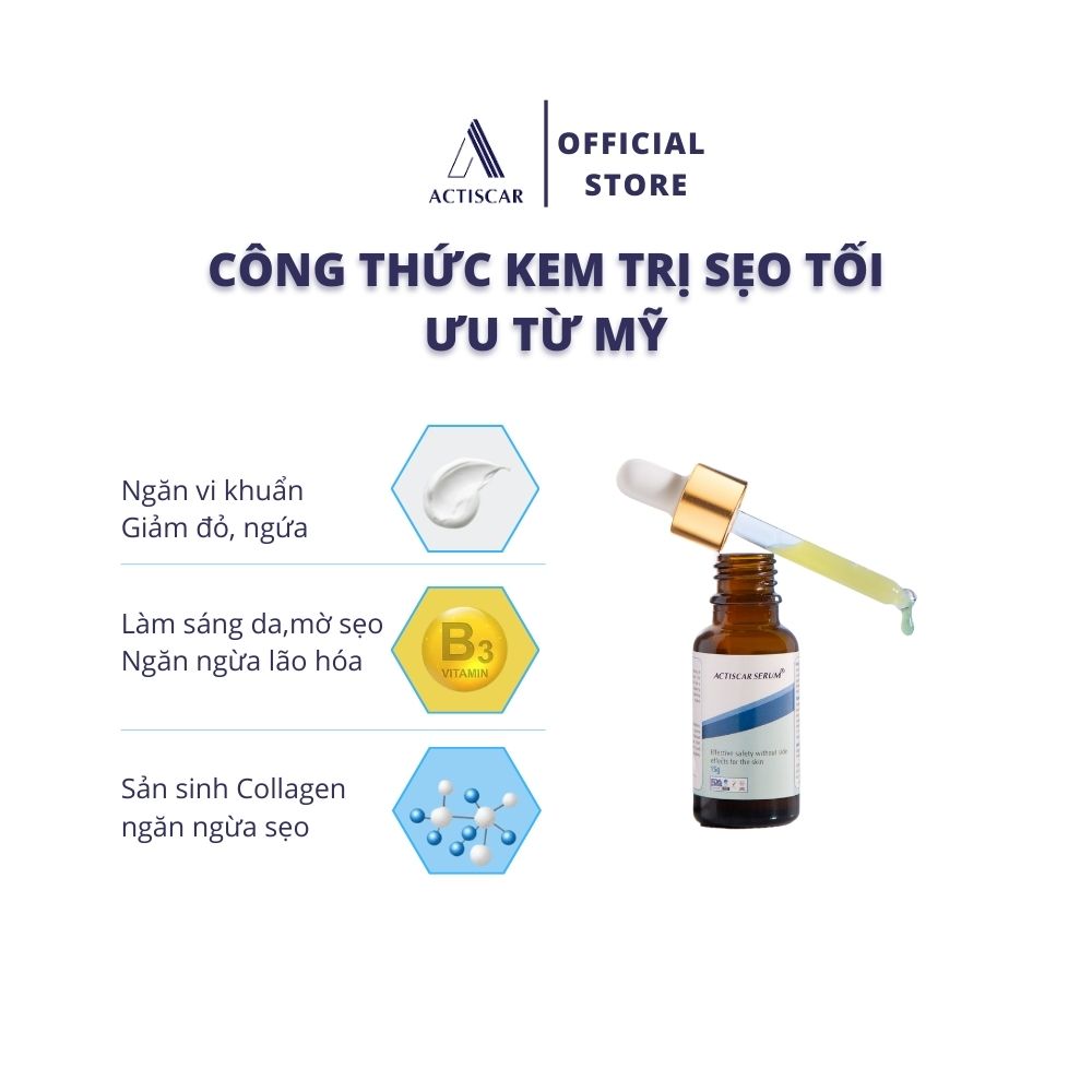 [Combo bộ 2] -  Hỗ Trợ Trị Sẹo Actiscar làm mờ sẹo Lồi, Sẹo Lõm, Sẹo Rỗ, Sẹo Thâm Lâu Năm