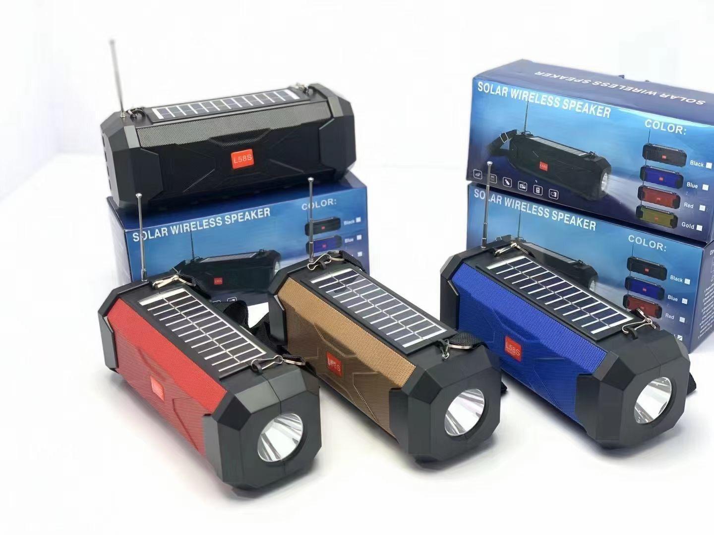 Nguồn thuận lợi nhất Bảng điều khiển năng lượng mặt trời kép Loa Bluetooth có thẻ Chức năng đèn pin USB âm thanh gia đình ngoài trời