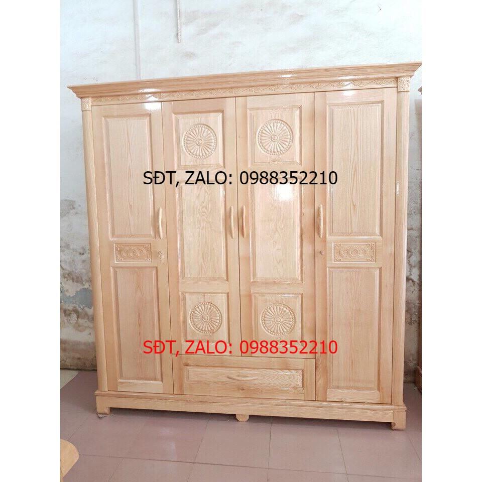 Tủ quần áo gỗ Sồi Nga 4 cánh
