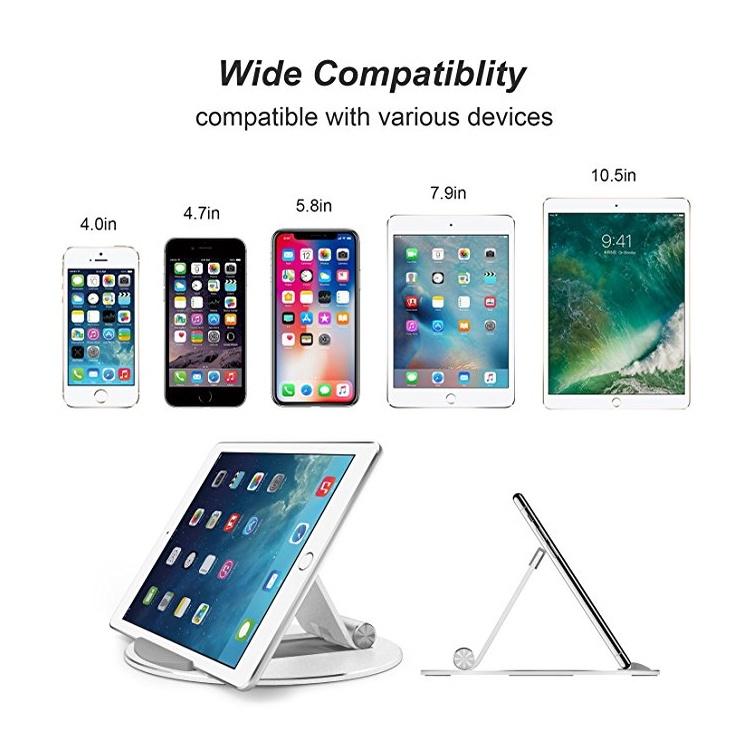 Giá Đỡ Điện Thoại Máy, iPad, Máy Tính Bảng Để Bàn Chất Liệu Hợp Kim Nhôm, Đế Silicon Chống Trơn Trượt.