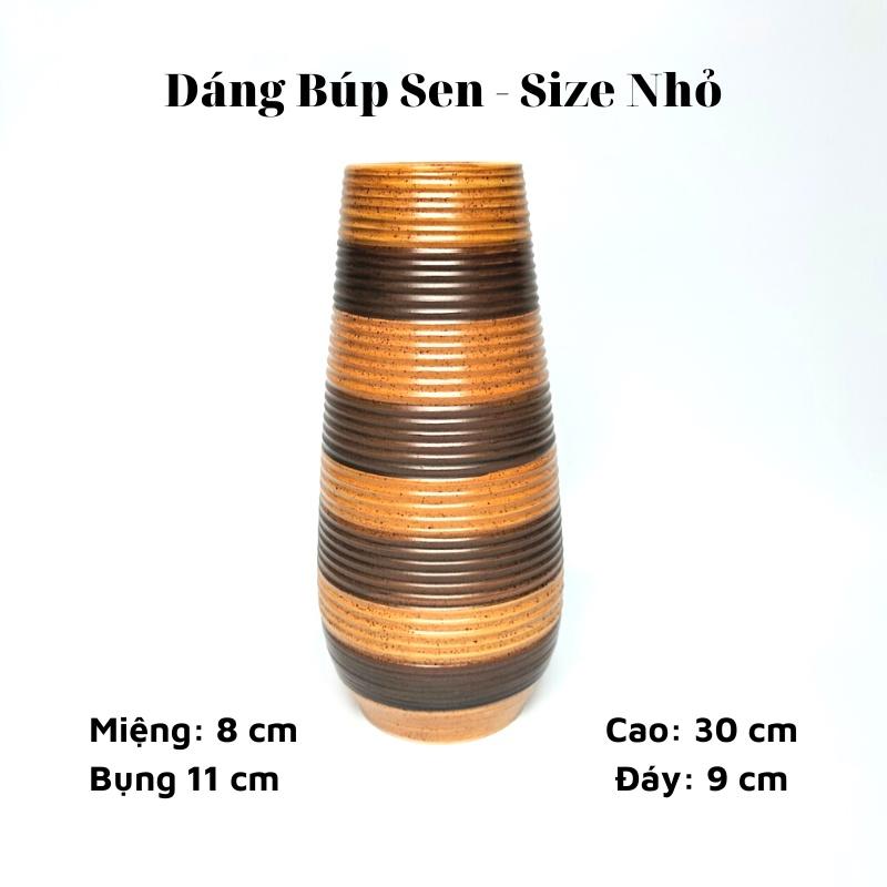 Bình hoa gốm sứ cao trên 30cm dáng Búp Sen, lọ gốm sứ Bát Tràng, phong cách mộc mạc dùng cắm sen, các loại hoa dáng cao