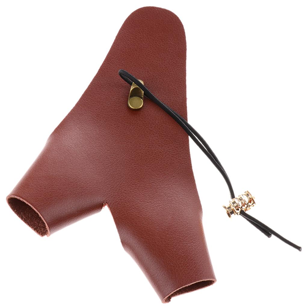 Cow Leather Archery Glove Hunting Finger Tab Guard Protector Mitts brown