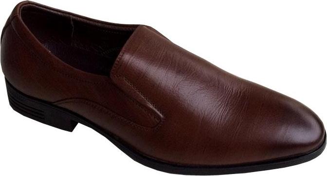 Giày tây nam Trường Hải màu nâu da bò thật mềm mại không bong tróc đế cao su không trơn GT541